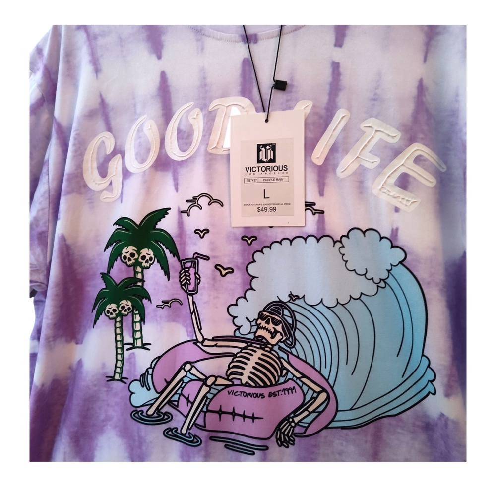 🆕️ Victorious Purple Tie-Dye Graphic Tee Mens Size Large - Picture 4 of 7